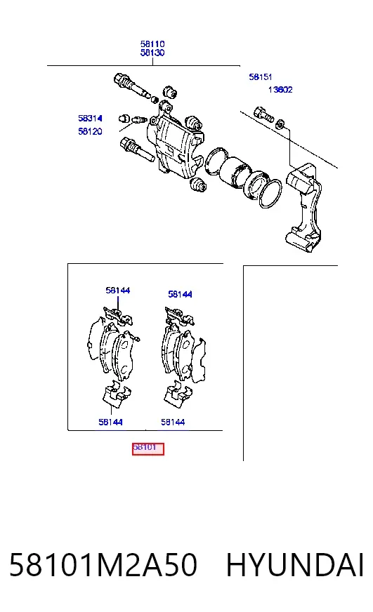 Передні тормозні колодки 58101M2A50 Hyundai/Kia