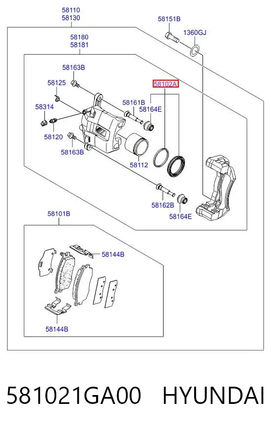 Ремкомплект переднього супорту 581021GA00 Hyundai/Kia