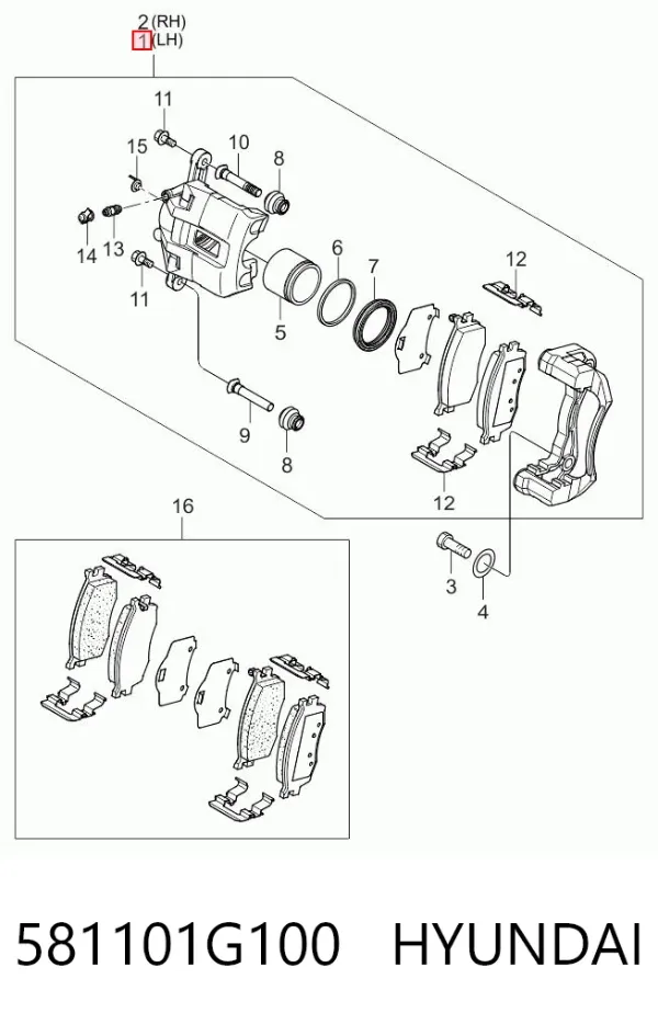 Супорт гальмівний передній лівий 581101G100 Hyundai/Kia