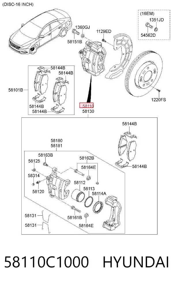 Супорт гальмівний передній лівий 58110C1000 Hyundai/Kia