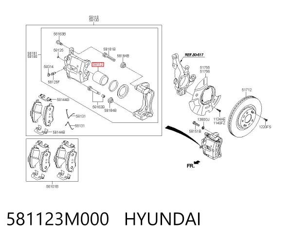 Поршень супорту гальмівного, переднього 581123M000 Hyundai/Kia