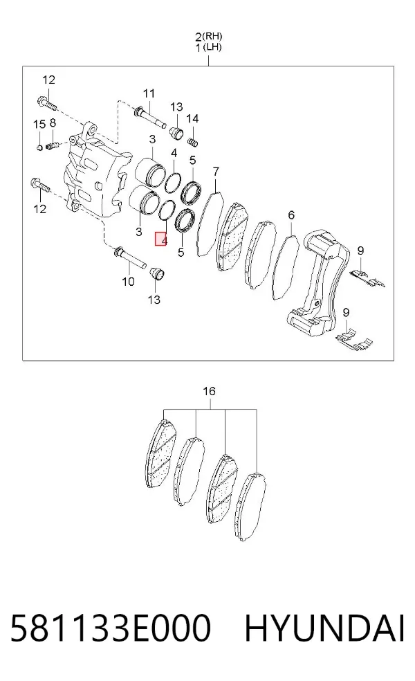 Ремкомплект переднього супорту 581133E000 Hyundai/Kia