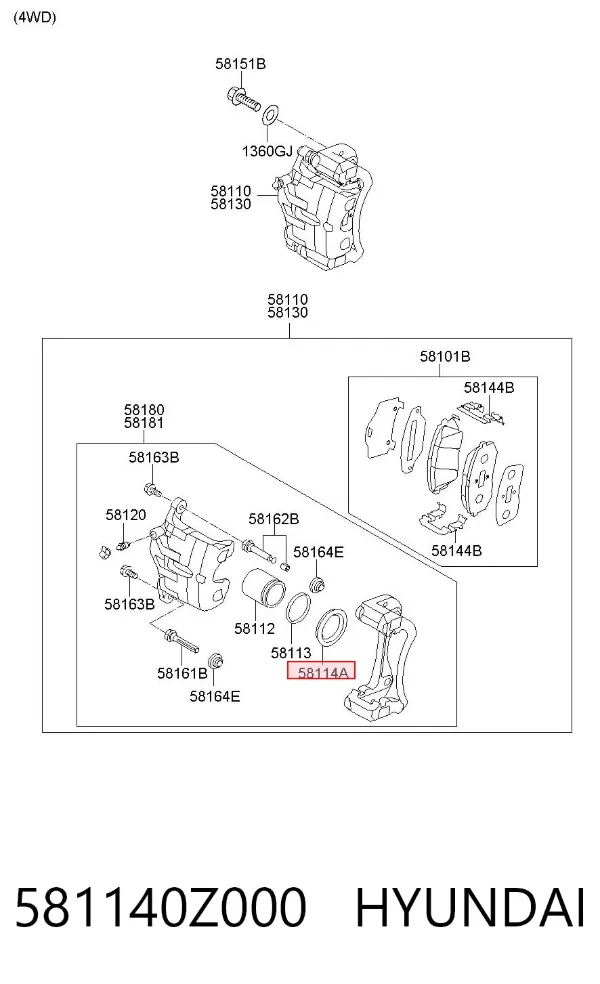 Сальник супорту переднього 581140Z000 Hyundai/Kia