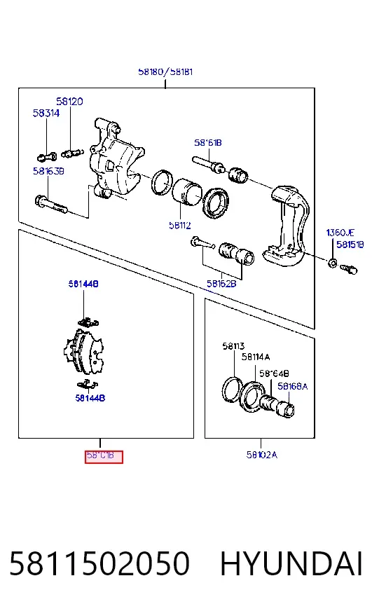 Передні тормозні колодки 5811502050 Hyundai/Kia