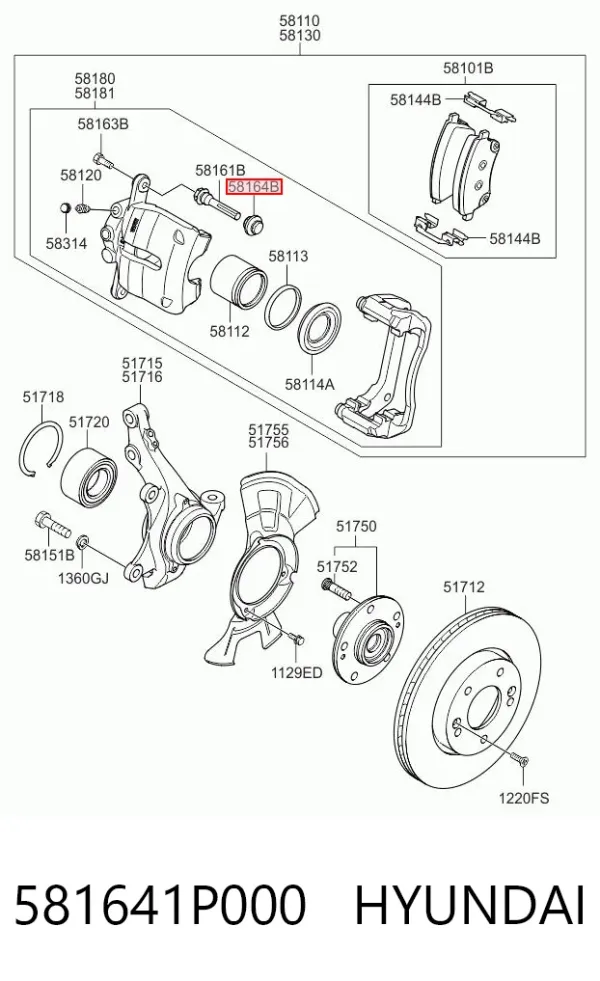  581641P000 Hyundai/Kia