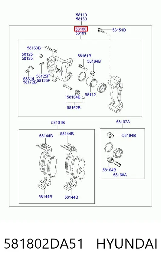 Ремкомплект переднього супорту 581802DA51 Hyundai/Kia
