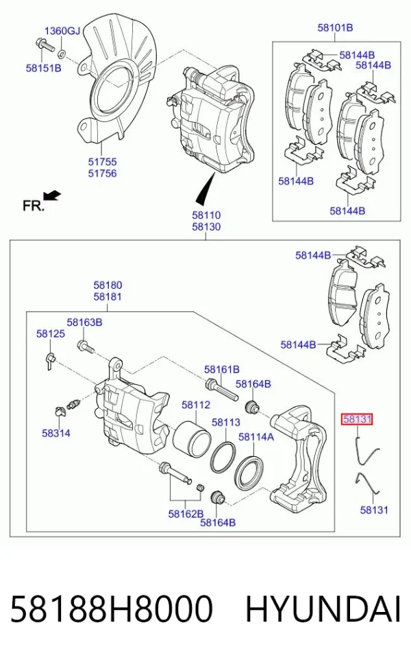 Супорт гальмівний передній правий 58188H8000 Hyundai/Kia