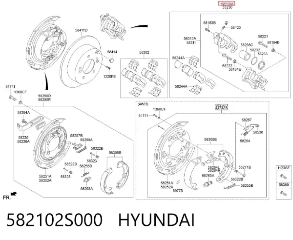 Супорт задній лівий 582102S000 Hyundai/Kia