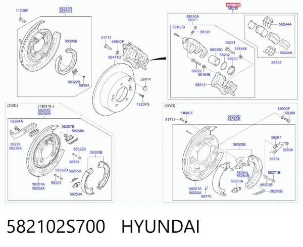 Супорт задній лівий 582102S700 Hyundai/Kia