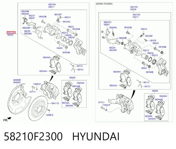 Супорт задній лівий 58210F2300 Hyundai/Kia