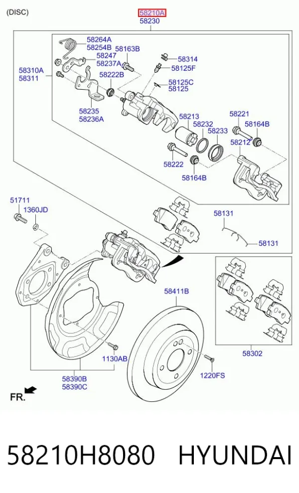 Супорт задній лівий 58210H8080 Hyundai/Kia