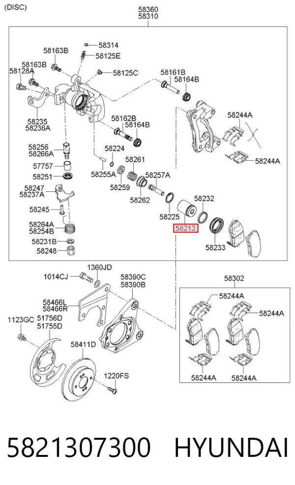 Поршень супорту гальмівного, заднього 5821307300 Hyundai/Kia
