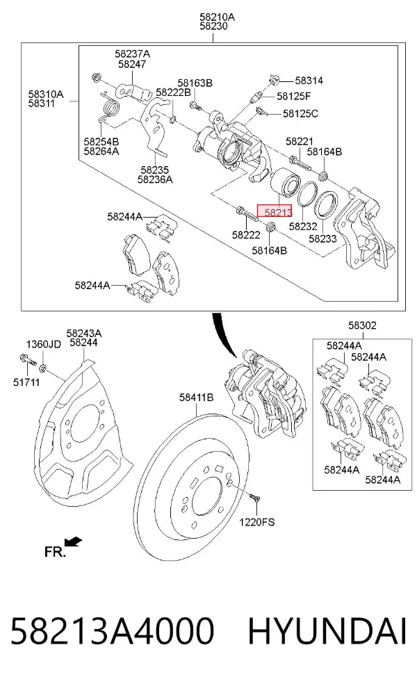 Поршень супорту гальмівного, заднього 58213A4000 Hyundai/Kia
