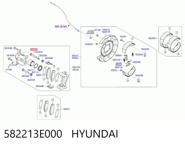Направляюча супорту заднього, верхня 582213E000 Hyundai/Kia