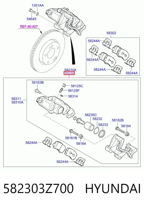 Супорт задній правий 582303Z700 Hyundai/Kia