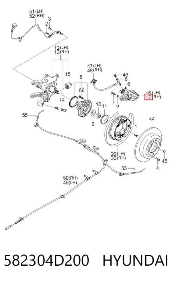 Супорт задній правий 582304D200 Hyundai/Kia