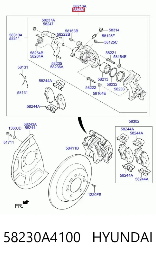 Супорт задній правий 58230A4100 Hyundai/Kia