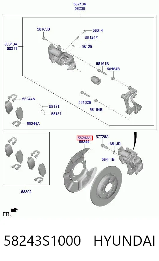 Захист гальмівного диска заднього, лівого 58243S1000 Hyundai/Kia