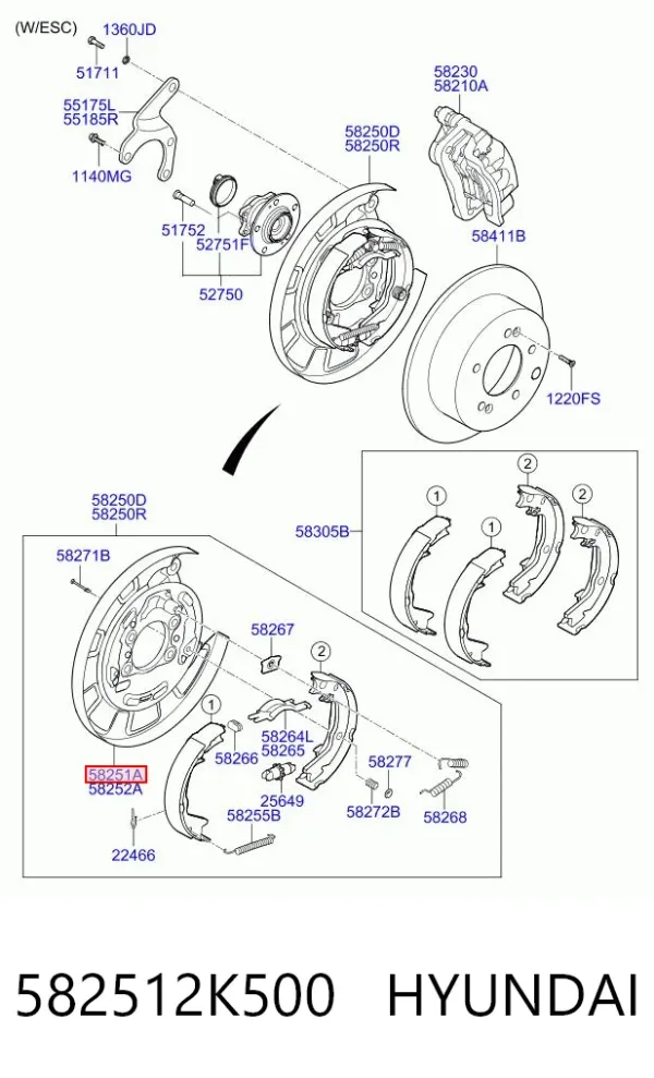 Захист гальмівного диска заднього, лівого 582512K500 Hyundai/Kia