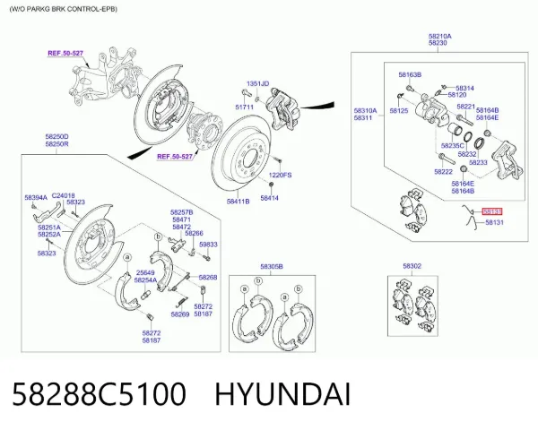 Пружина задніх барабанних гальмівних колодок 58288C5100 Hyundai/Kia