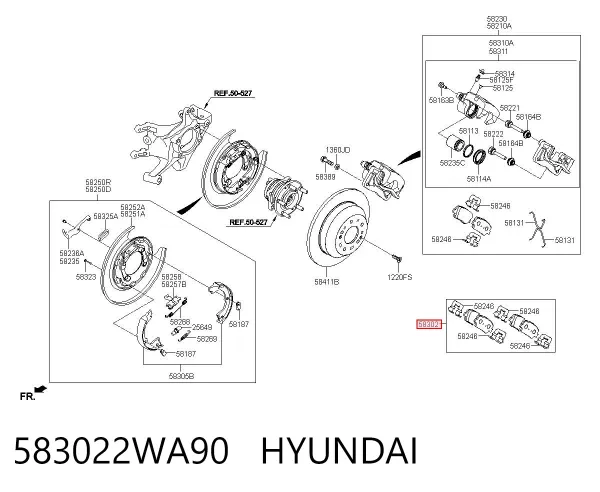 Задні гальмівні колодки 583022WA90 Hyundai/Kia