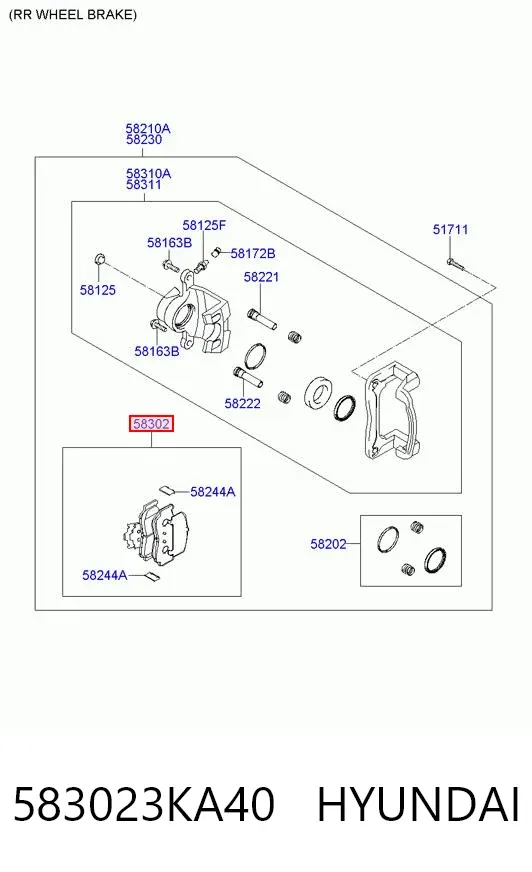 Задні гальмівні колодки 583023KA40 Hyundai/Kia