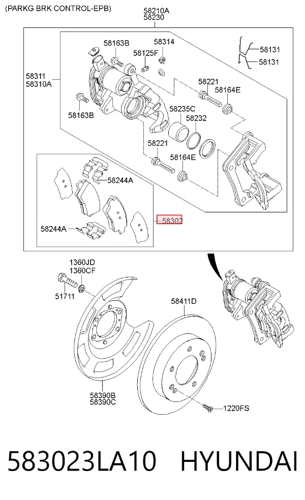 Задні гальмівні колодки 583023LA10 Hyundai/Kia