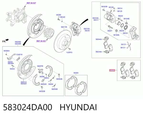 Задні гальмівні колодки 583024DA00 Hyundai/Kia