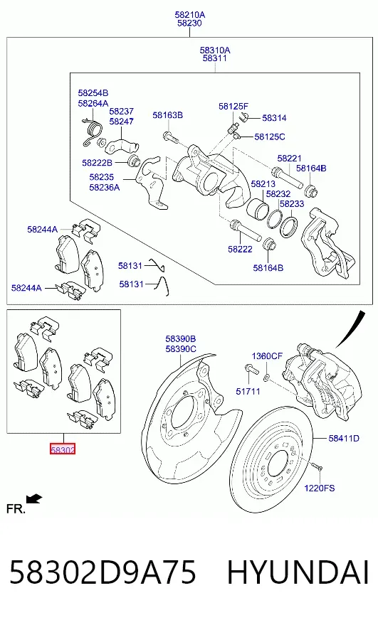 Задні гальмівні колодки 58302D9A75 Hyundai/Kia