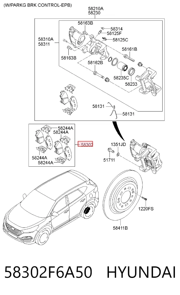 Задні гальмівні колодки 58302F6A50 Hyundai/Kia