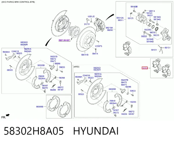 Задні гальмівні колодки 58302H8A05 Hyundai/Kia