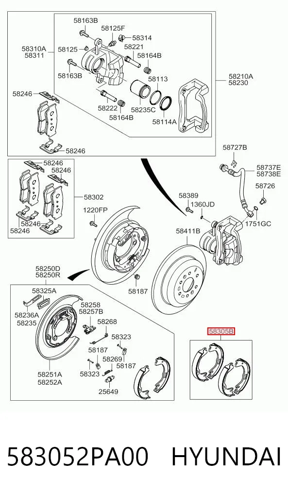 Колодки ручника 583052PA00 Hyundai/Kia
