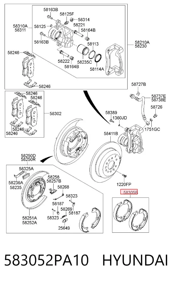 Колодки ручника 583052PA10 Hyundai/Kia