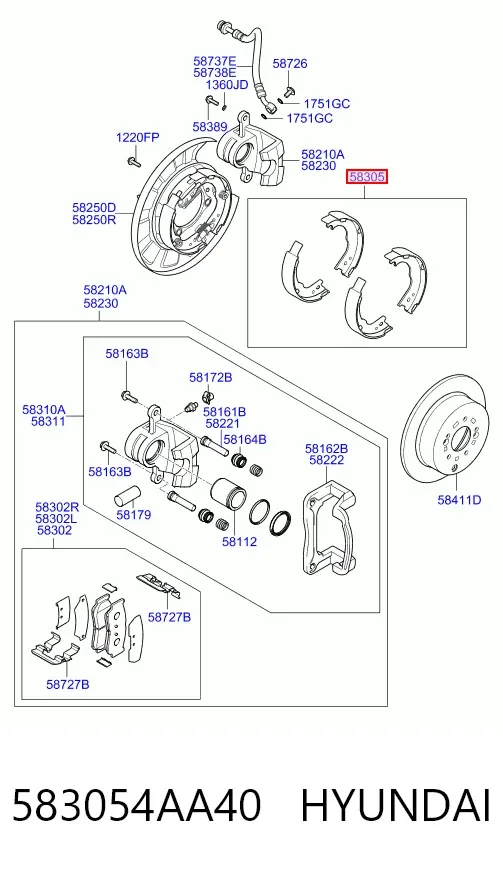 Колодки ручника 583054AA40 Hyundai/Kia