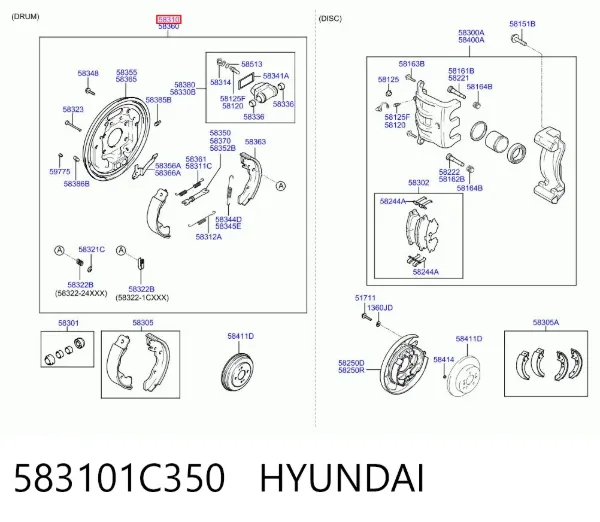 Супорт задній лівий 583101C350 Hyundai/Kia