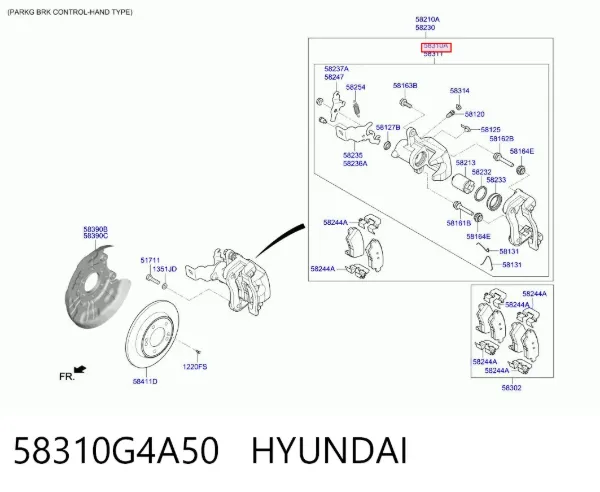 Супорт задній лівий 58310G4A50 Hyundai/Kia