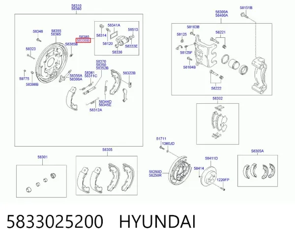 Циліндр гальмівний колісний/робітник, задній 5833025200 Hyundai/Kia