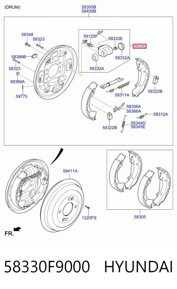 Циліндр гальмівний колісний/робітник, задній 58330F9000 Hyundai/Kia