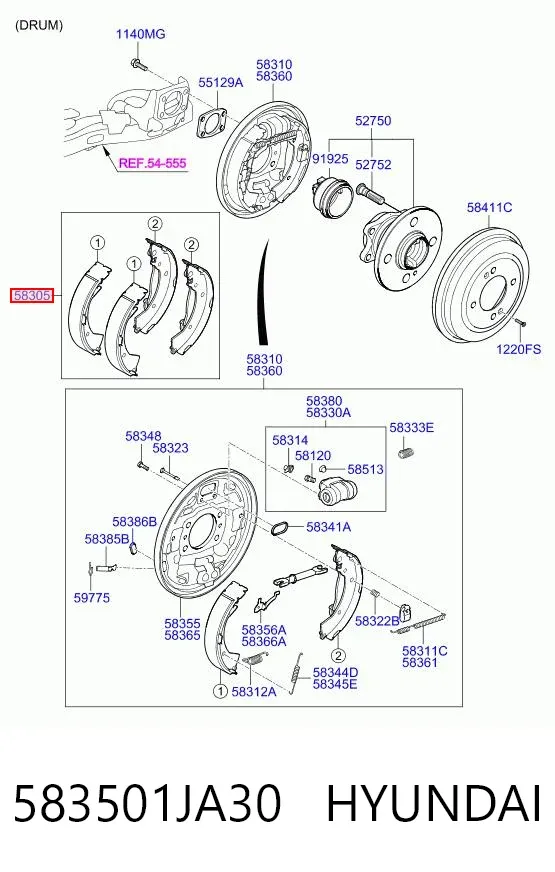 Колодки ручника 583501JA30 Hyundai/Kia