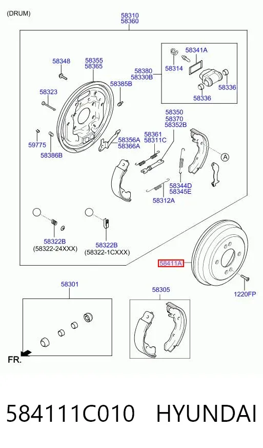 Барабан гальмівний задній 584111C010 Hyundai/Kia