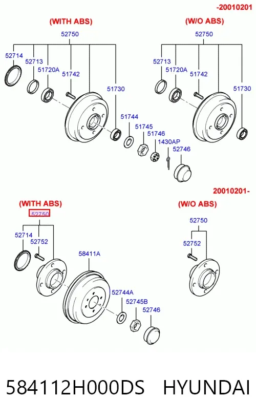 Барабан гальмівний задній 584112H000DS Hyundai/Kia