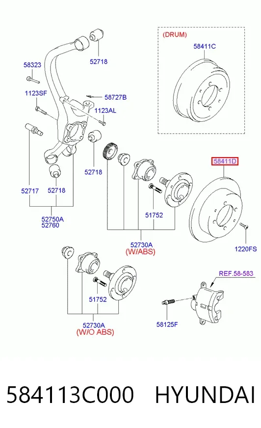 Гальмівні диски 584113C000 Hyundai/Kia