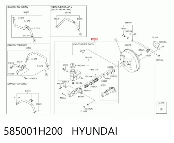 Підсилювач гальм 585001H200 Hyundai/Kia