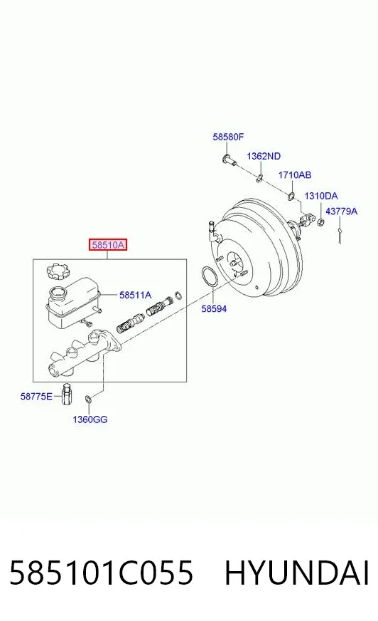 Головний гальмівний циліндр 585101C055 Hyundai/Kia