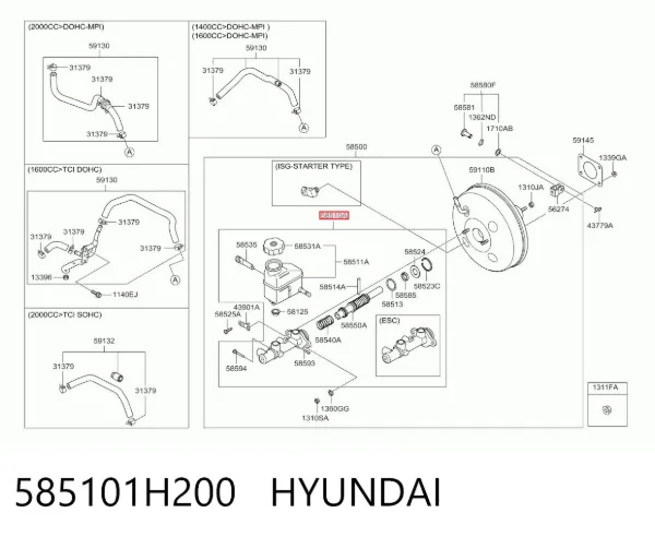 Головний гальмівний циліндр 585101H200 Hyundai/Kia