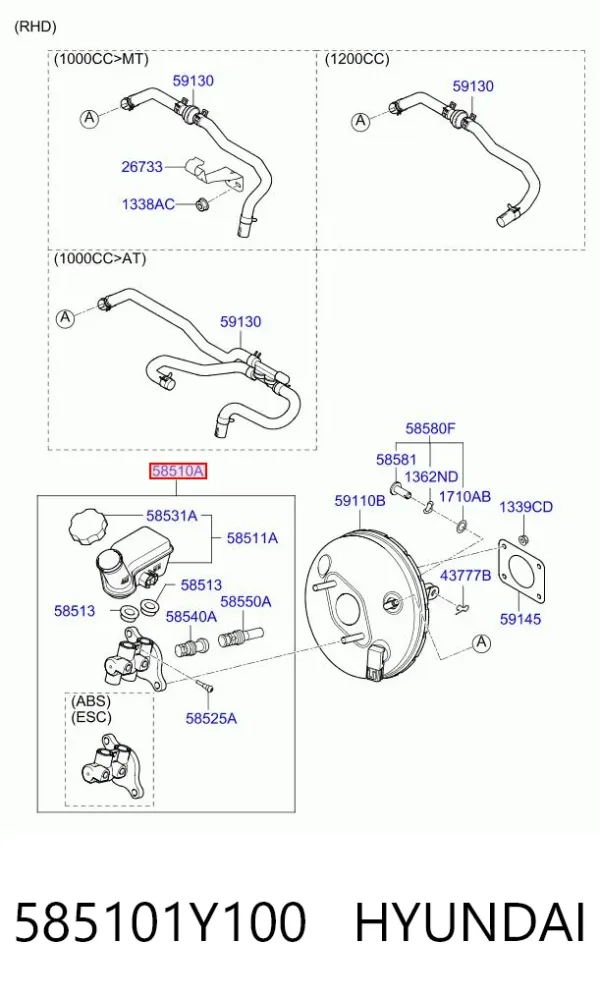 Головний гальмівний циліндр 585101Y100 Hyundai/Kia