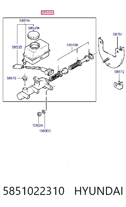 Головний гальмівний циліндр 5851022310 Hyundai/Kia