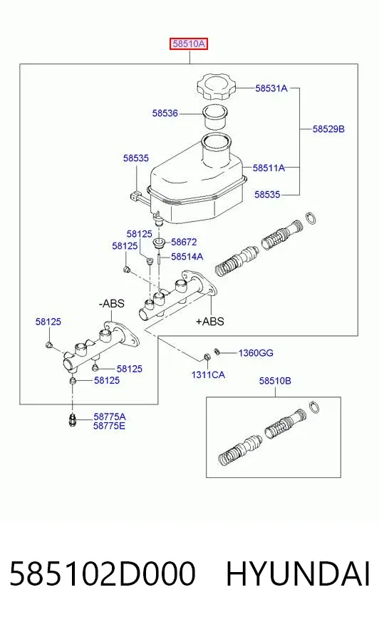 Головний гальмівний циліндр 585102D000 Hyundai/Kia