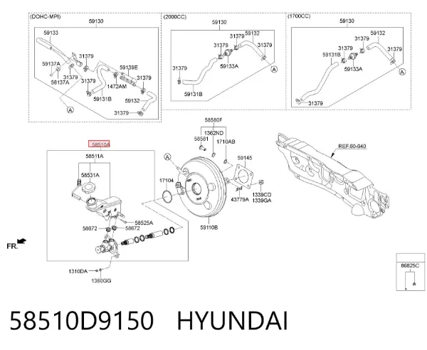 Головний гальмівний циліндр 58510D9150 Hyundai/Kia
