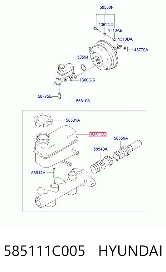Бачок гальмівний 585111C005 Hyundai/Kia